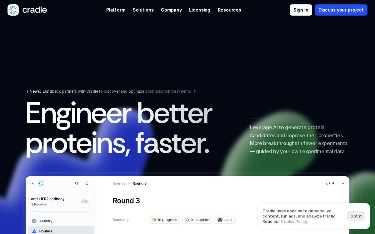 Cradle website preview