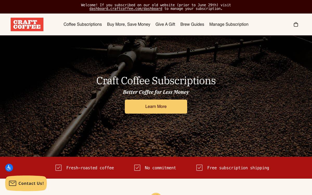 Craft Coffee website preview