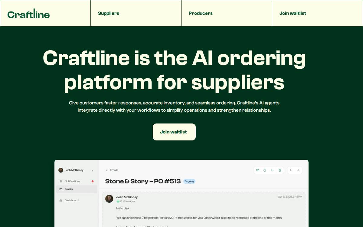 Craftline website preview