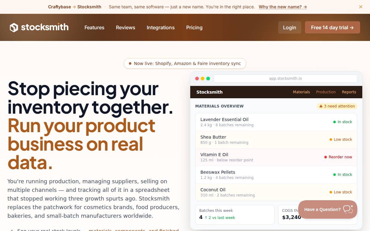 CraftyBase website preview
