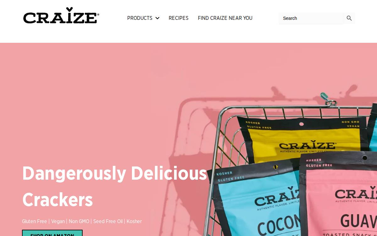 Craize Snacks website preview