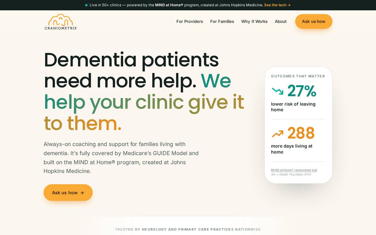 Craniometrix website preview