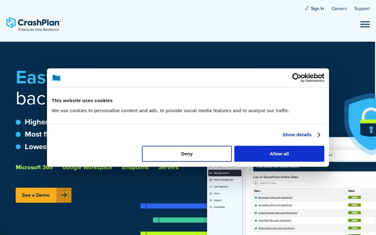 CrashPlan website preview