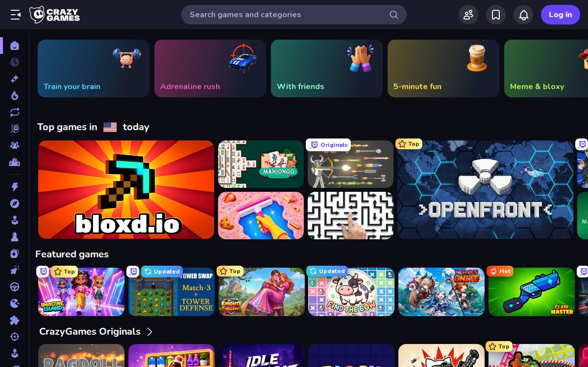 CrazyGames website preview
