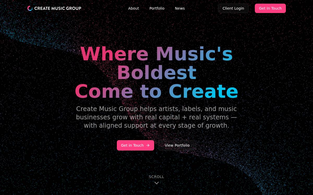 Create Music Group website preview
