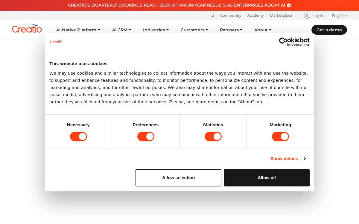 Creatio website preview