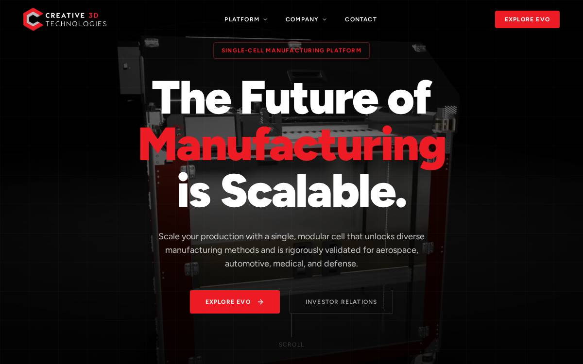 Creative 3D Technologies website preview