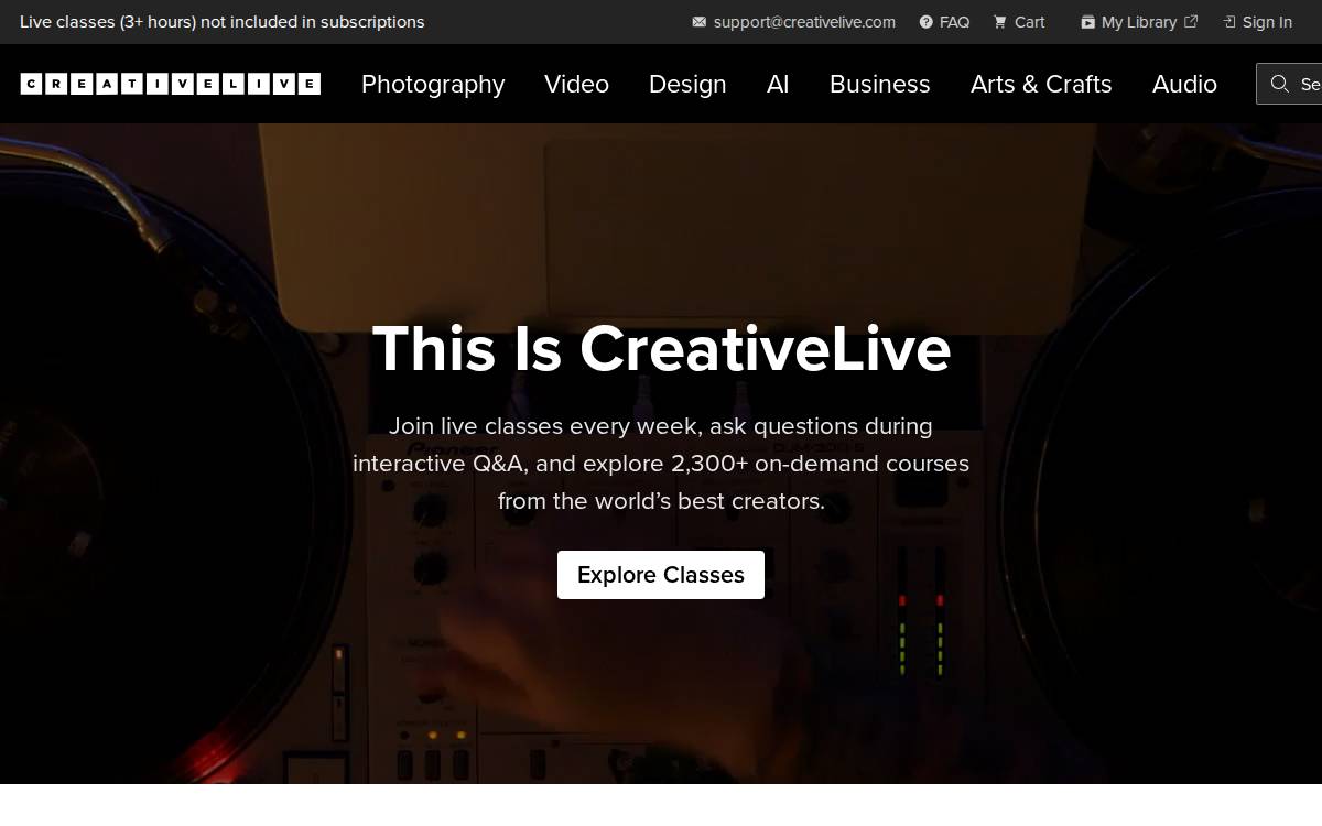 CreativeLIVE website preview