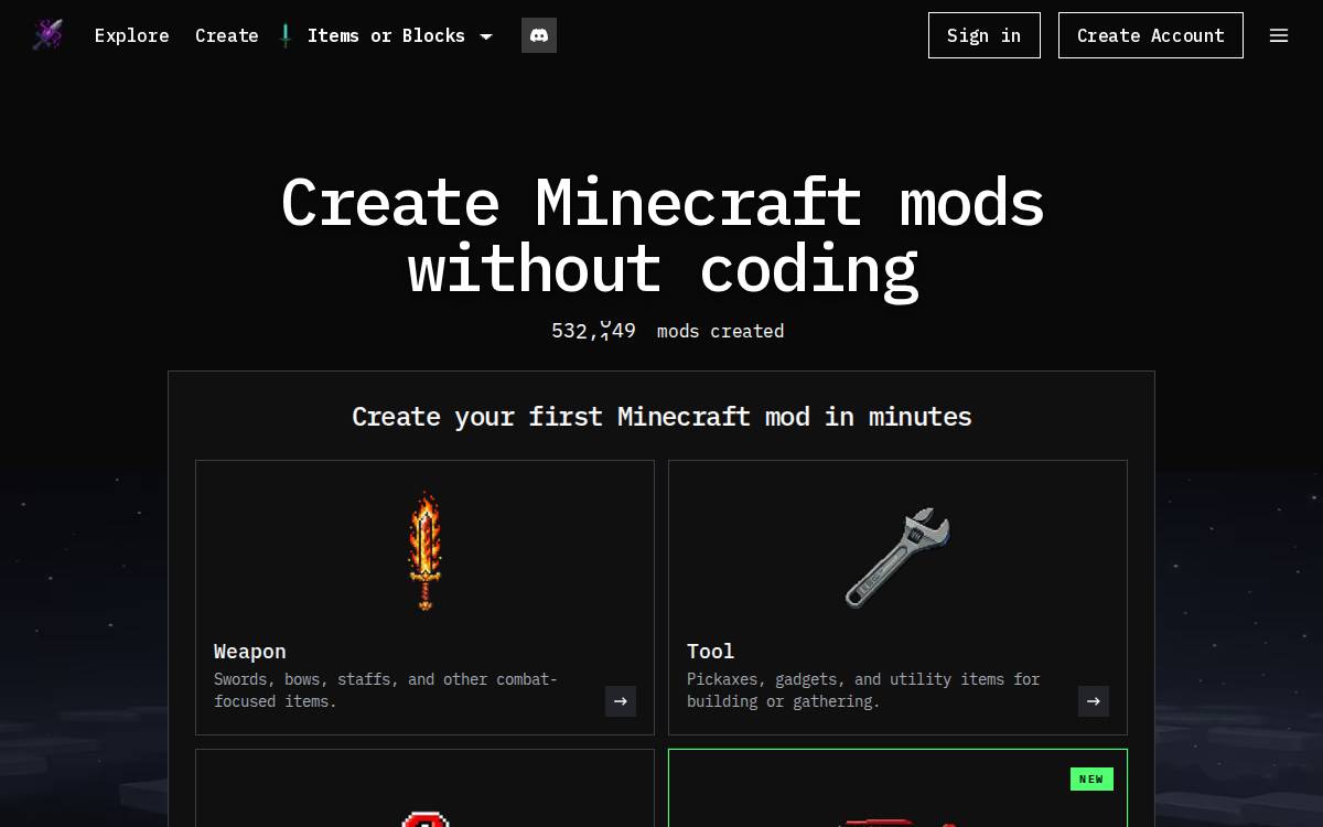 CreativeMode website preview