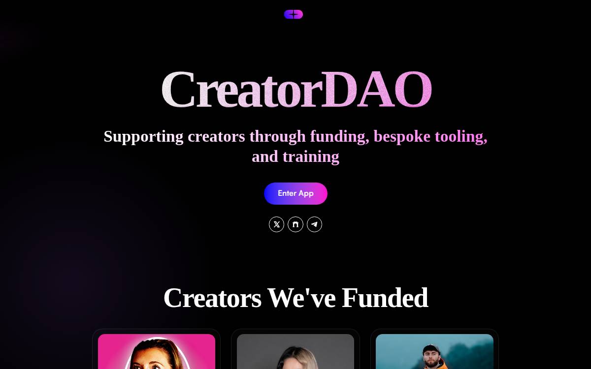 Creatordao website preview