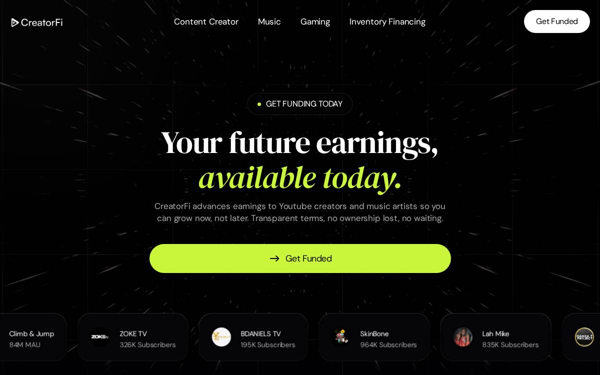 Creatorfi website preview