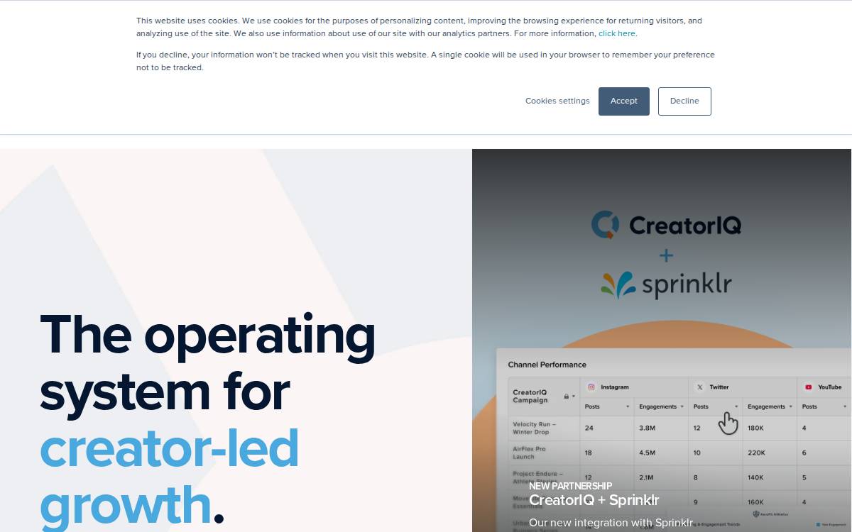 Creatoriq website preview