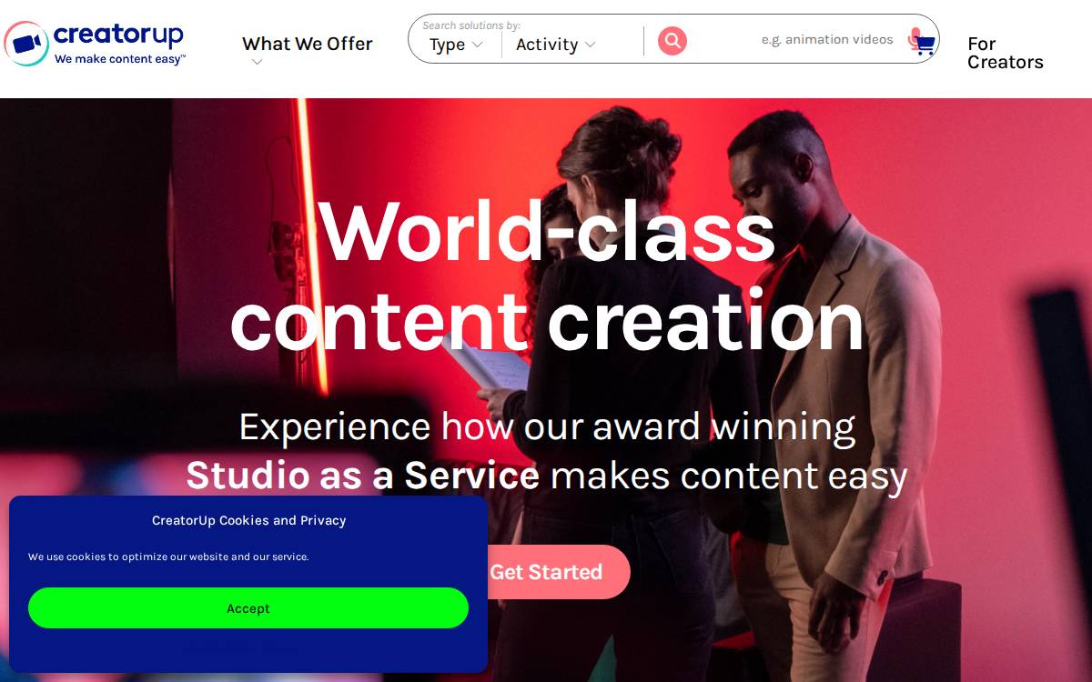 CreatorUp website preview