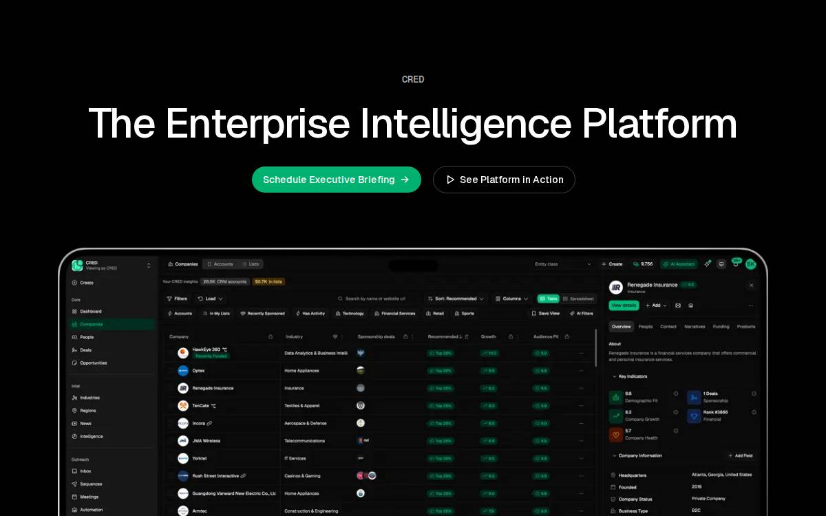 CRED website preview