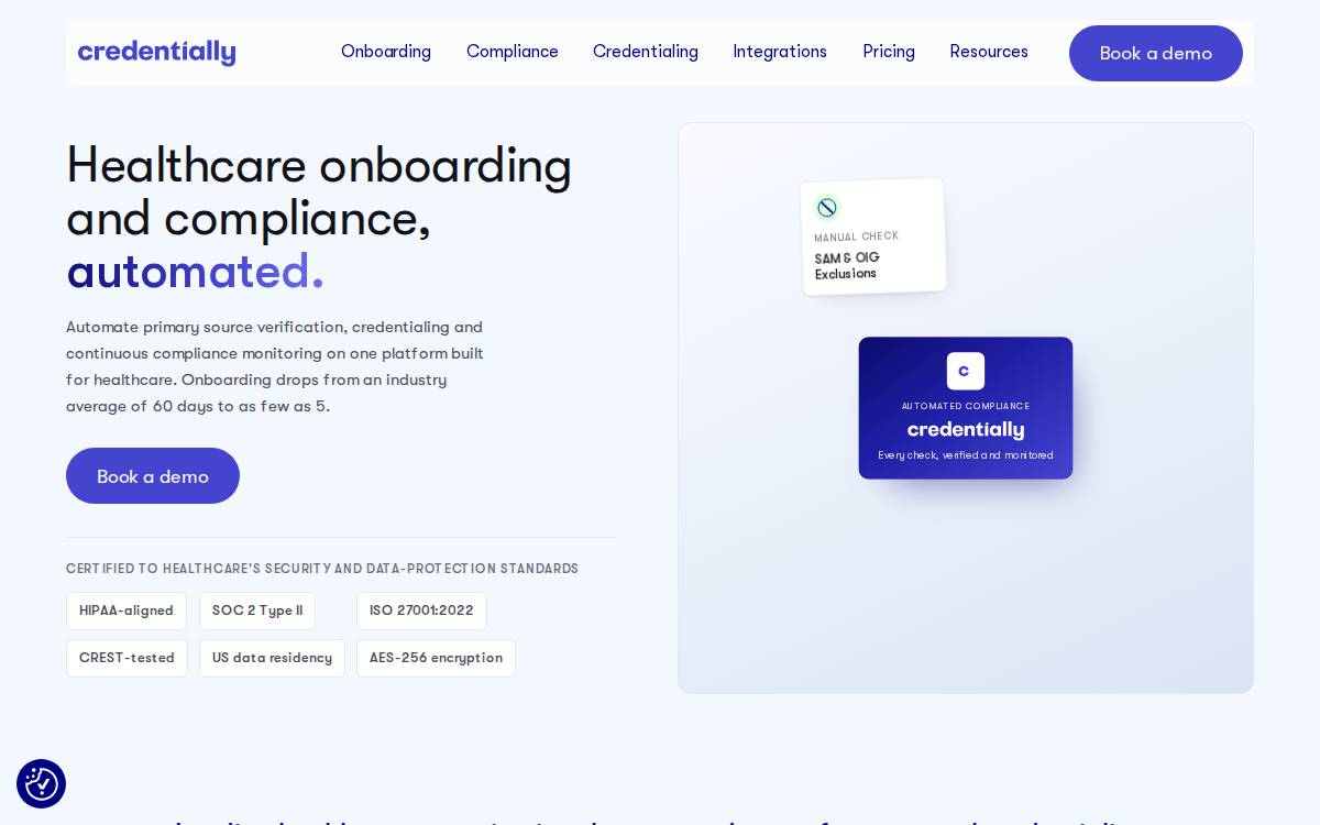 Credentially website preview