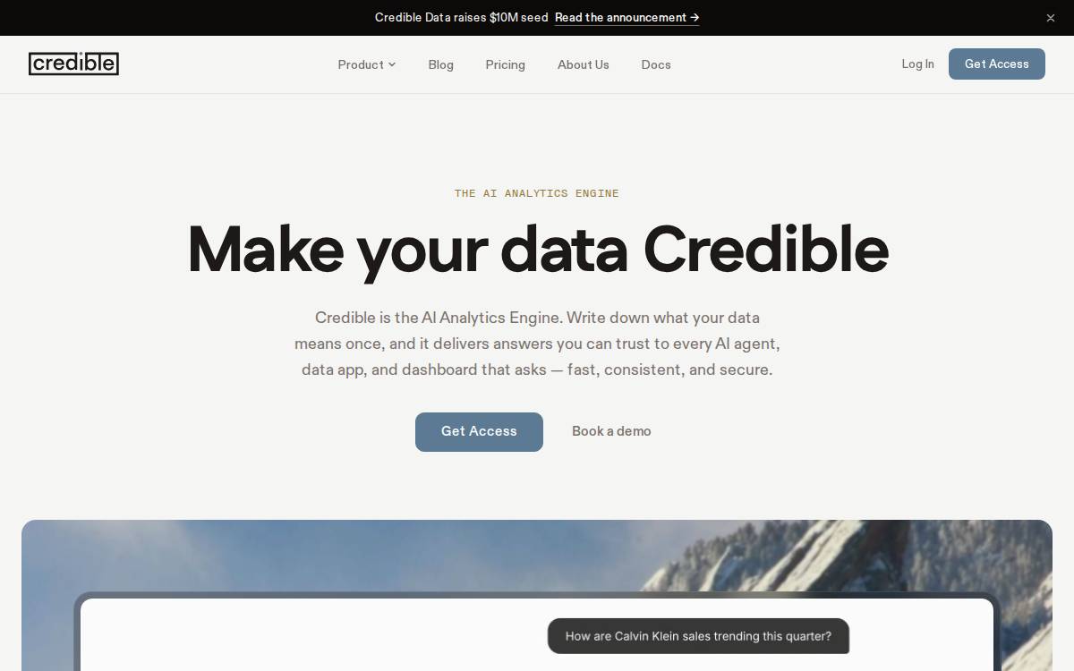 Credible Data website preview