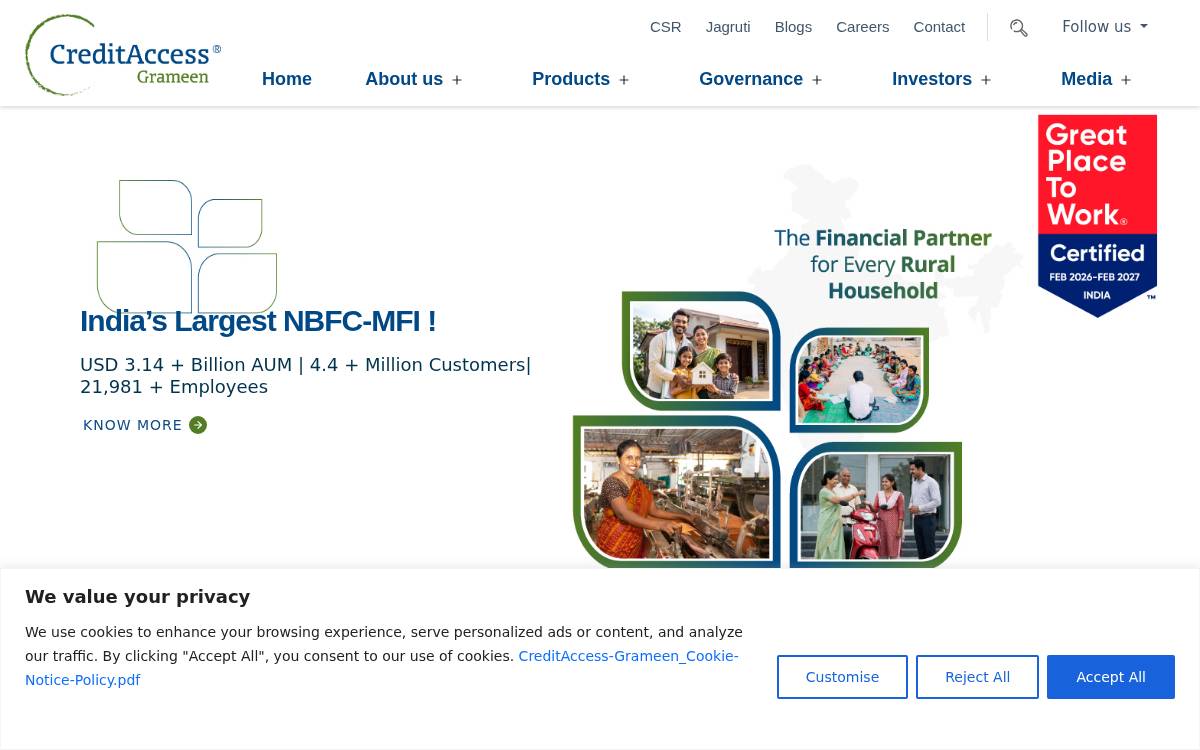 Credit Access Grameen website preview