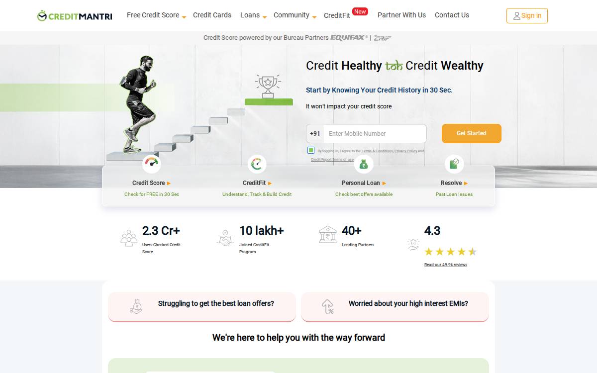 CreditMantri website preview