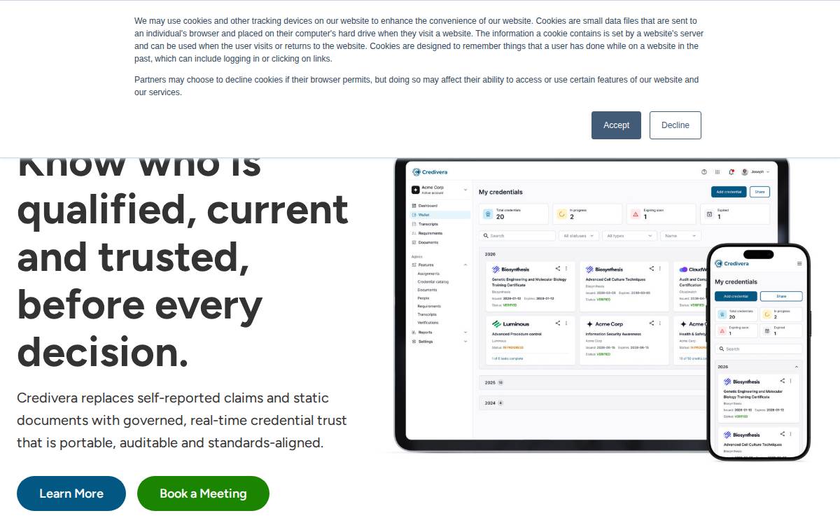 Credivera website preview