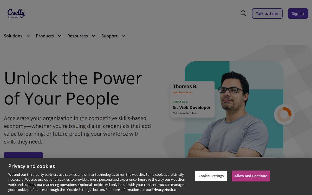Credly website preview
