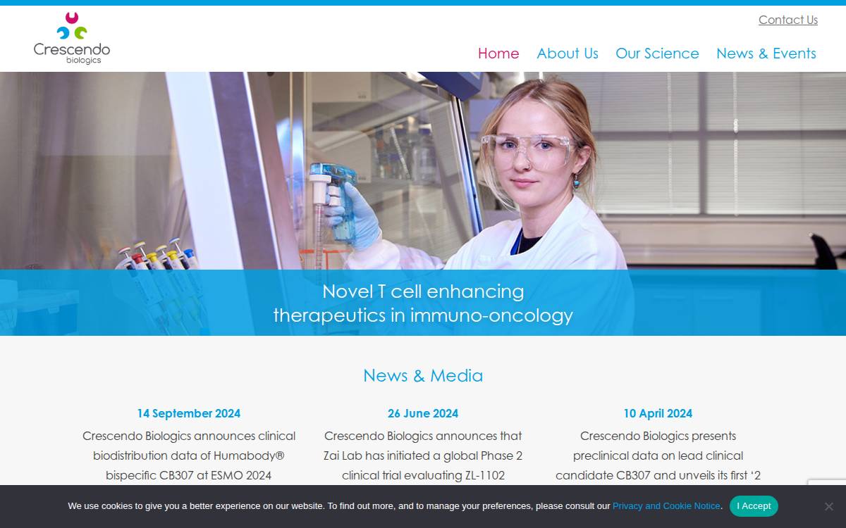 Crescendo Biologics website preview