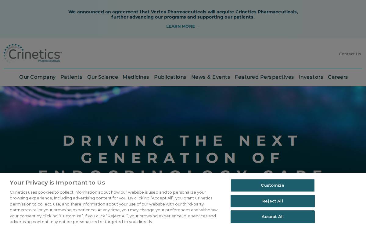 Crinetics website preview