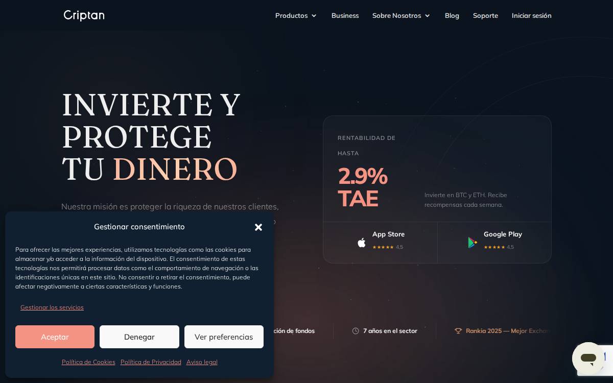 Criptan website preview