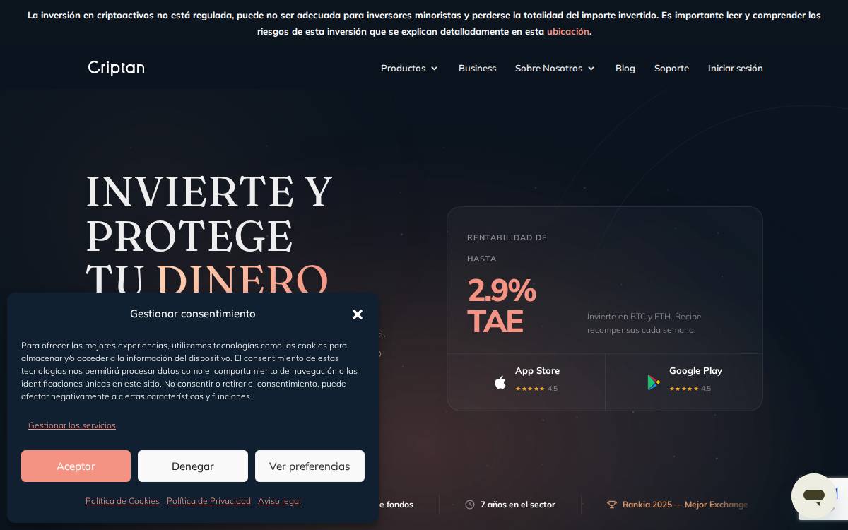 Criptan website preview