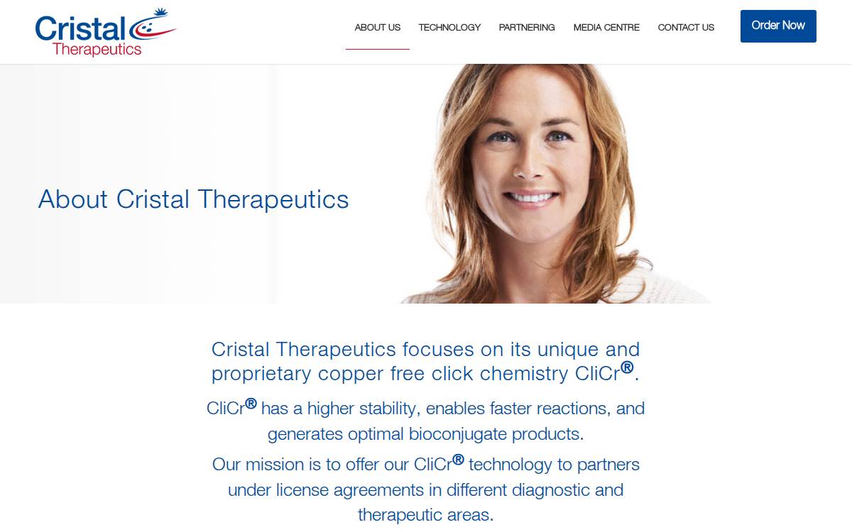 Cristal Therapeutics website preview