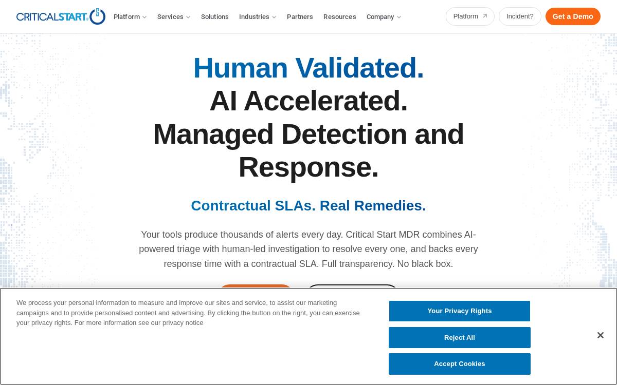 Critical Start website preview