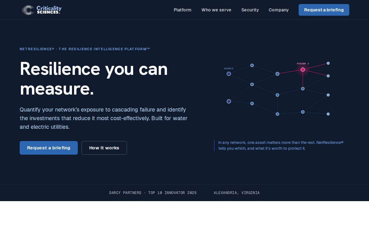 Criticality Sciences website preview