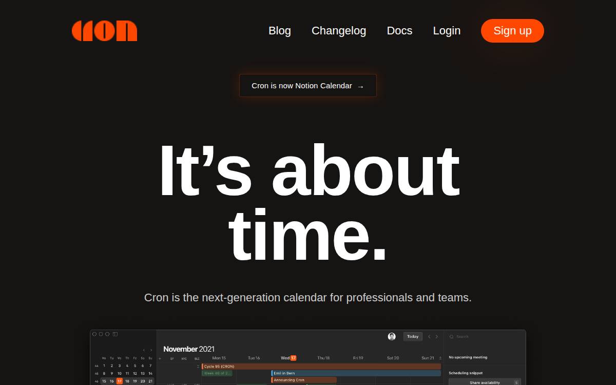 Cron website preview