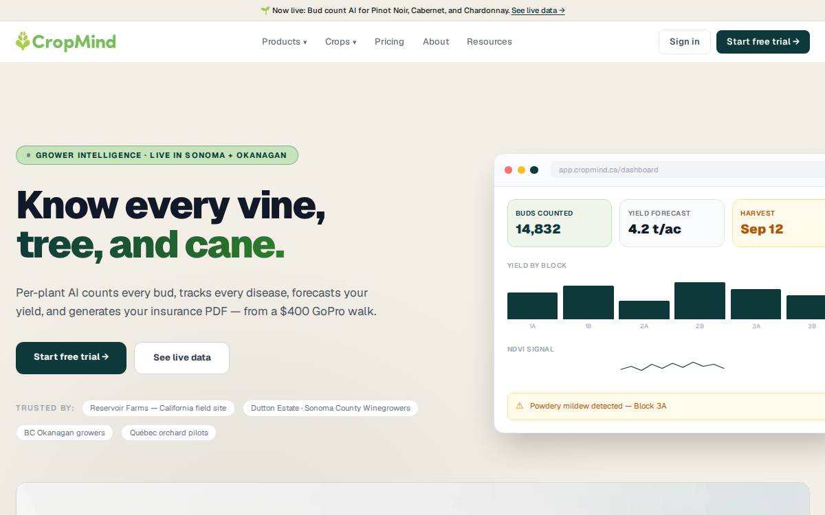 CropMind website preview
