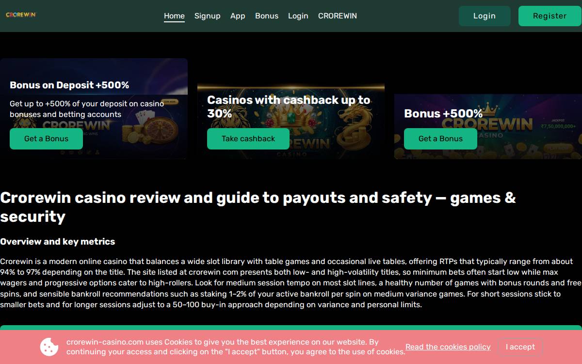 crorewin cesino website preview