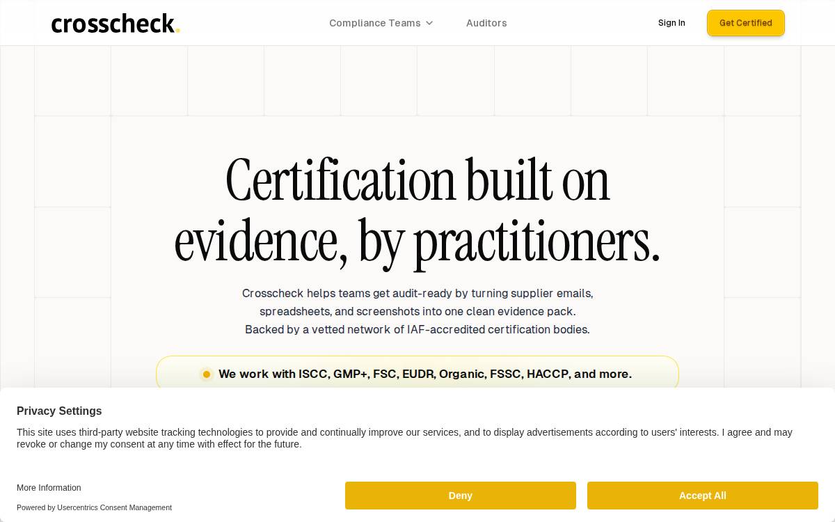 Crosscheck website preview