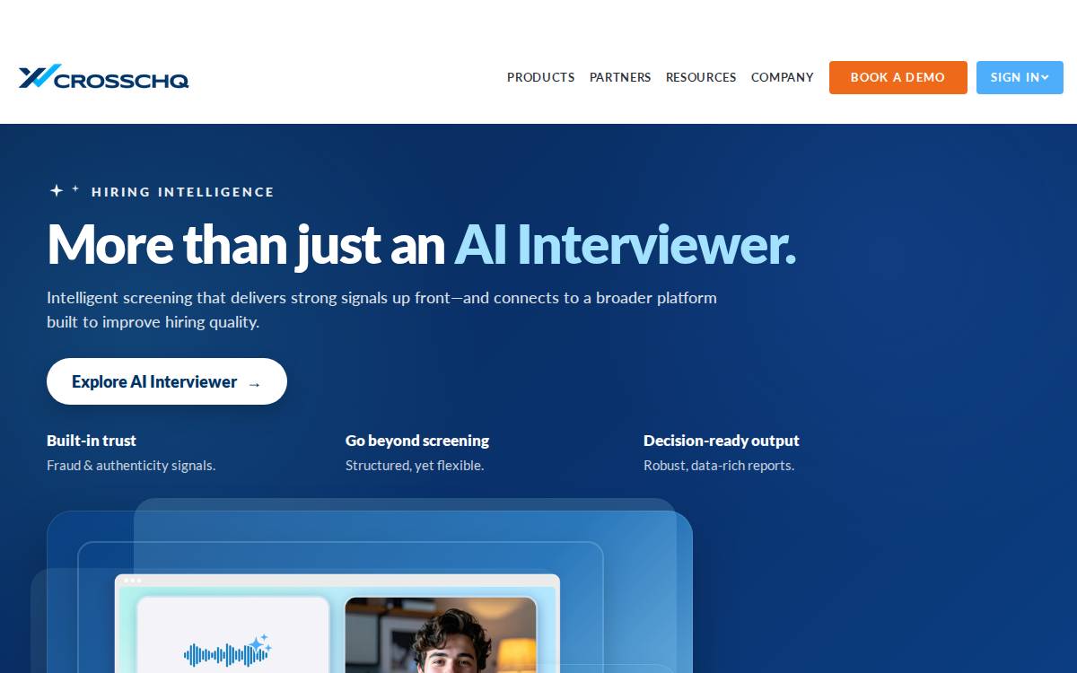 Crosschq website preview