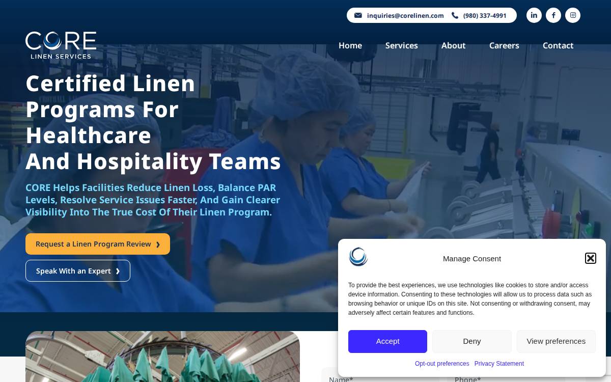 Crothall Laundry Services website preview