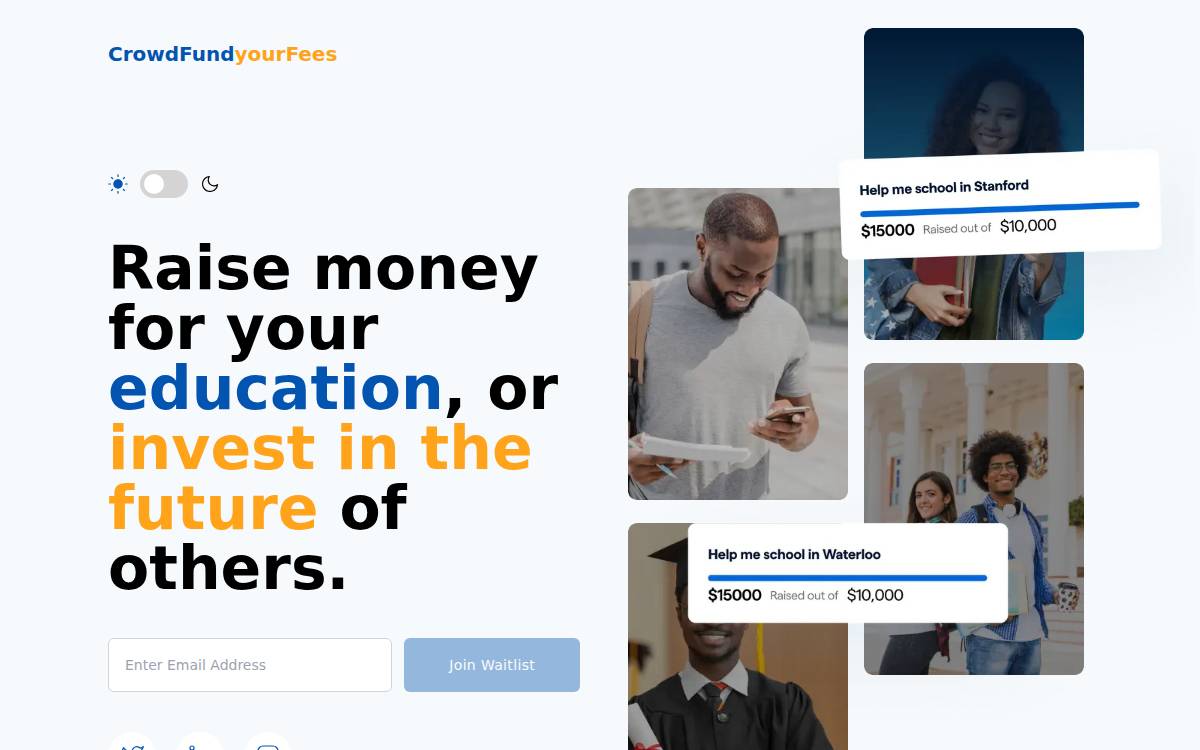 Crowd Fund Your Fees website preview