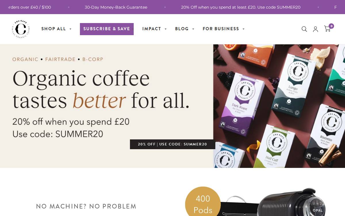 Crukafe website preview
