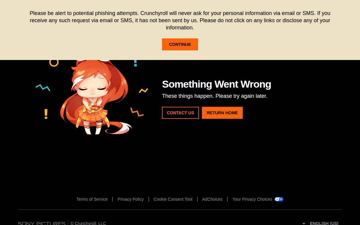 Crunchyroll website preview