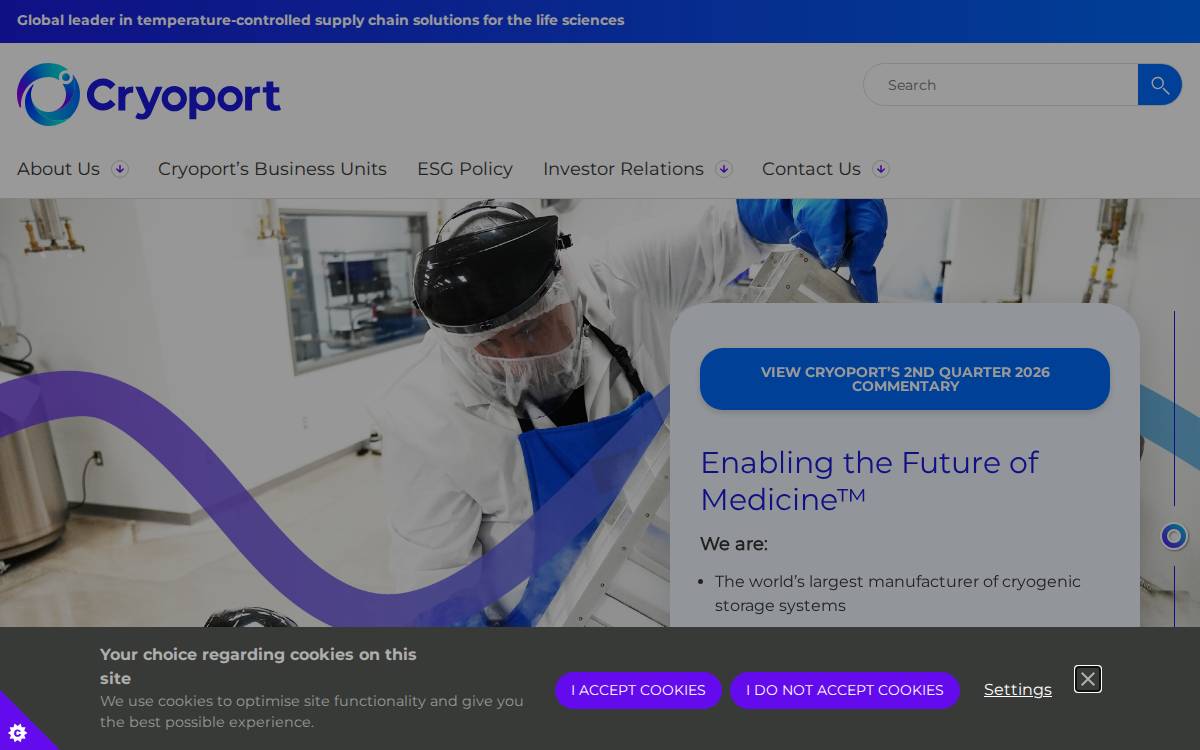 Cryoport website preview