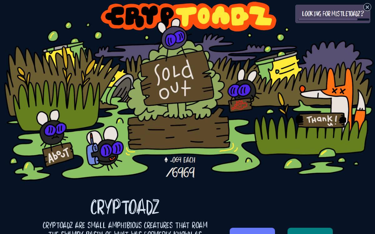 Cryptoadz website preview