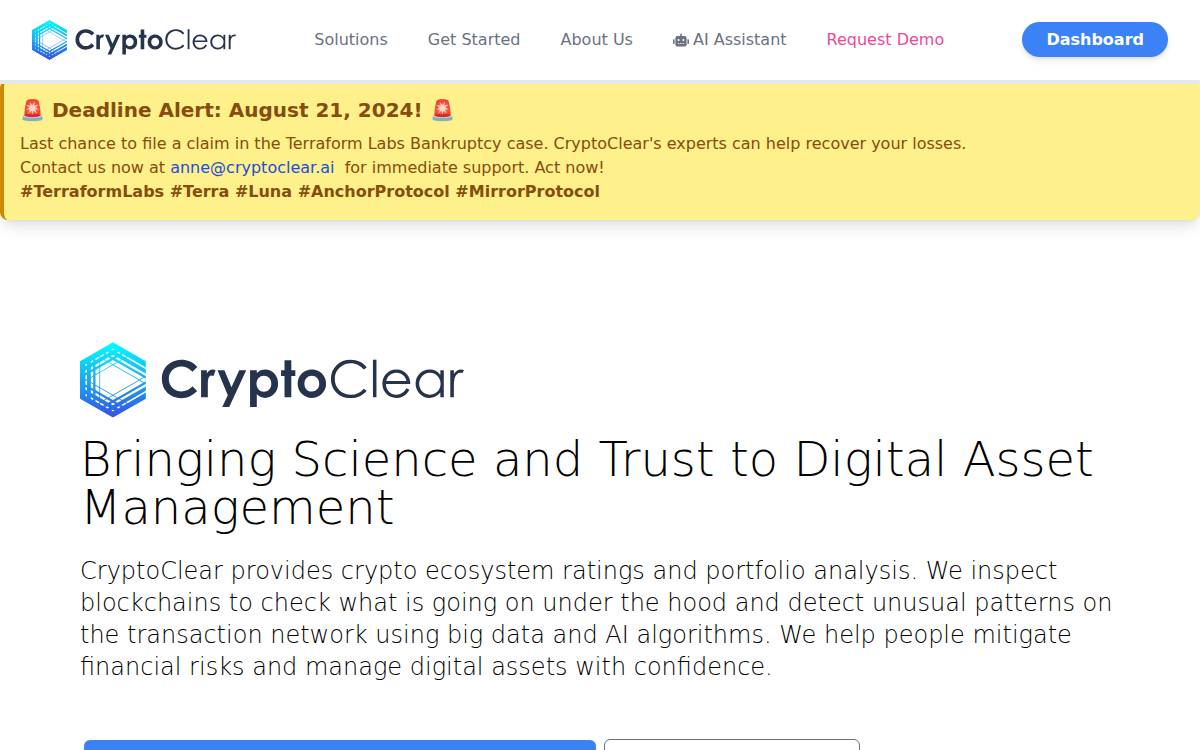 Cryptoclear website preview