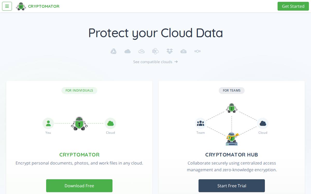 Cryptomator website preview