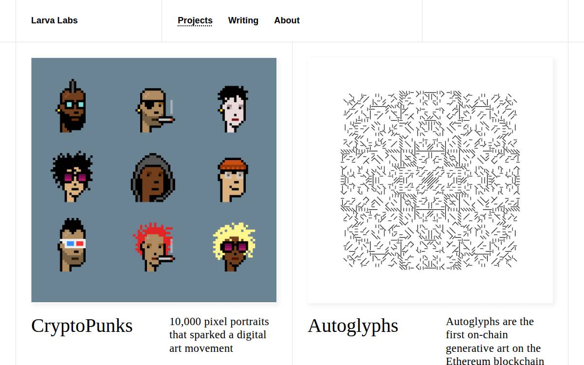 CryptoPunks website preview