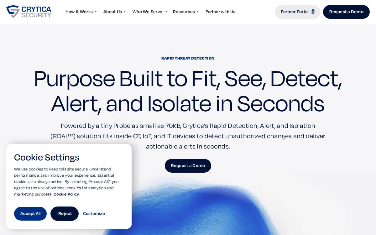Crytica Security website preview