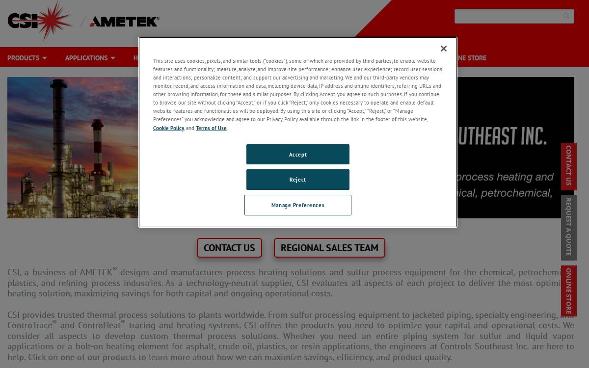 Csiheat website preview