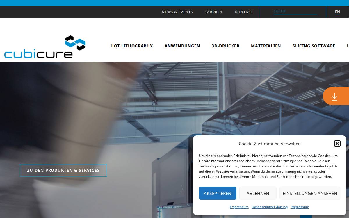 Cubicure website preview
