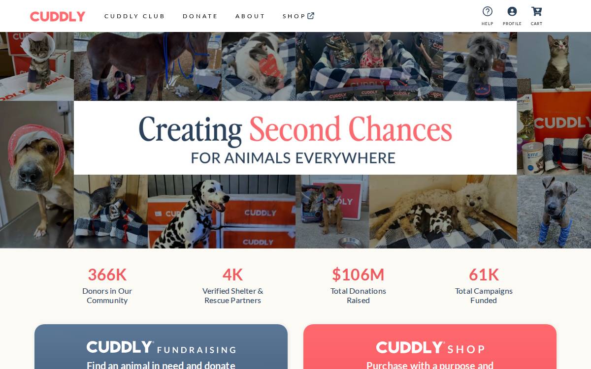 Cuddly website preview