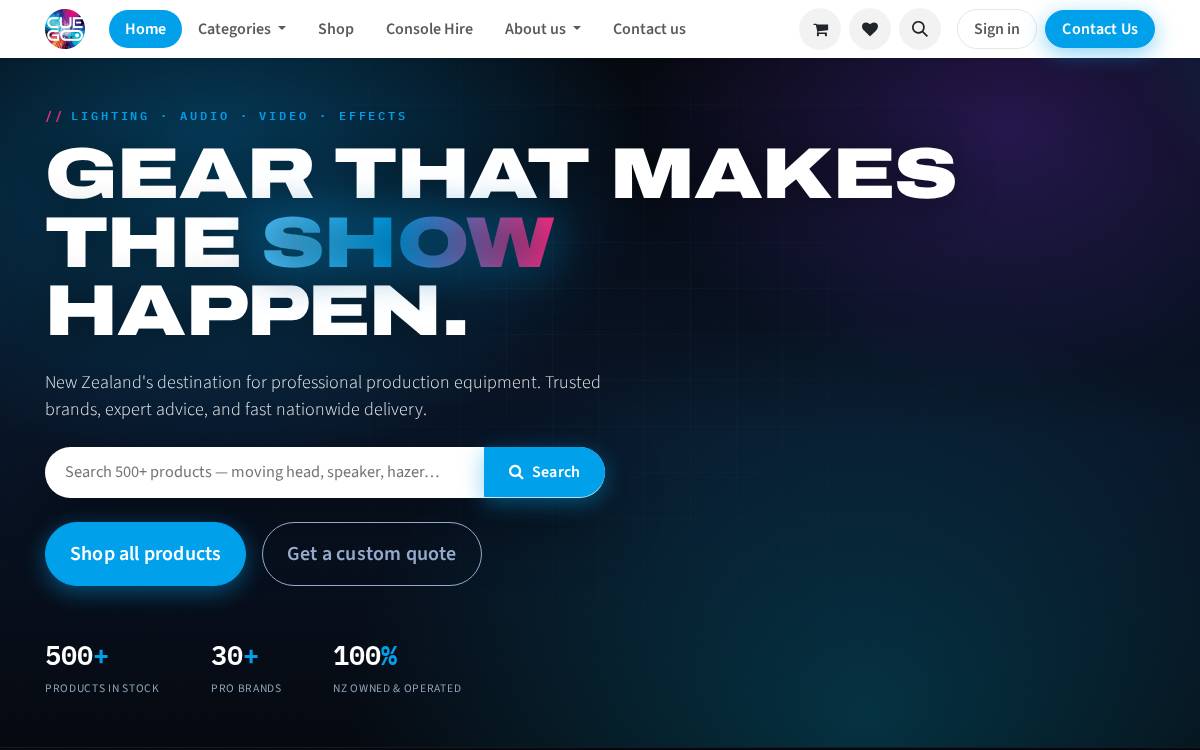 Cue Go website preview